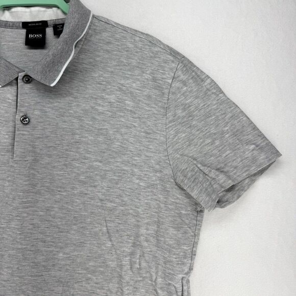 Hugo Boss Regular Fit 100% Cotton Gray Polo Mens Size L‎ - Picture 4 of 10